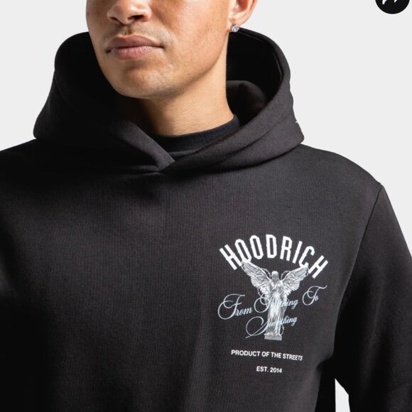 Hoodrich Men's Black OG Vital Graphic Hoodie Sweatshirt Angel Wings White Medium - Picture 5 of 11